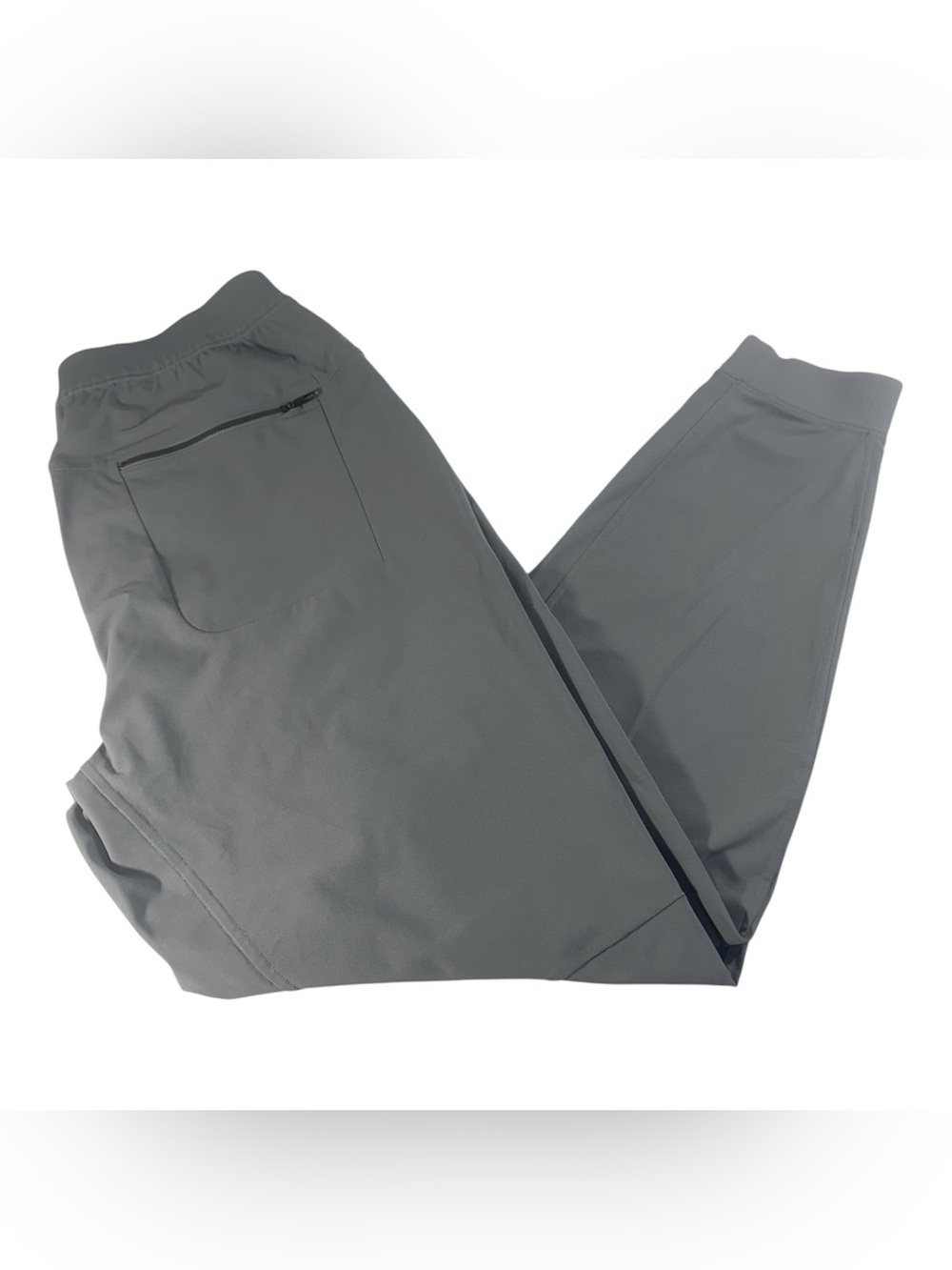 Gray Athletic Joggers Stretch Waist Drawstring Zip Pocket Performance Men’s M